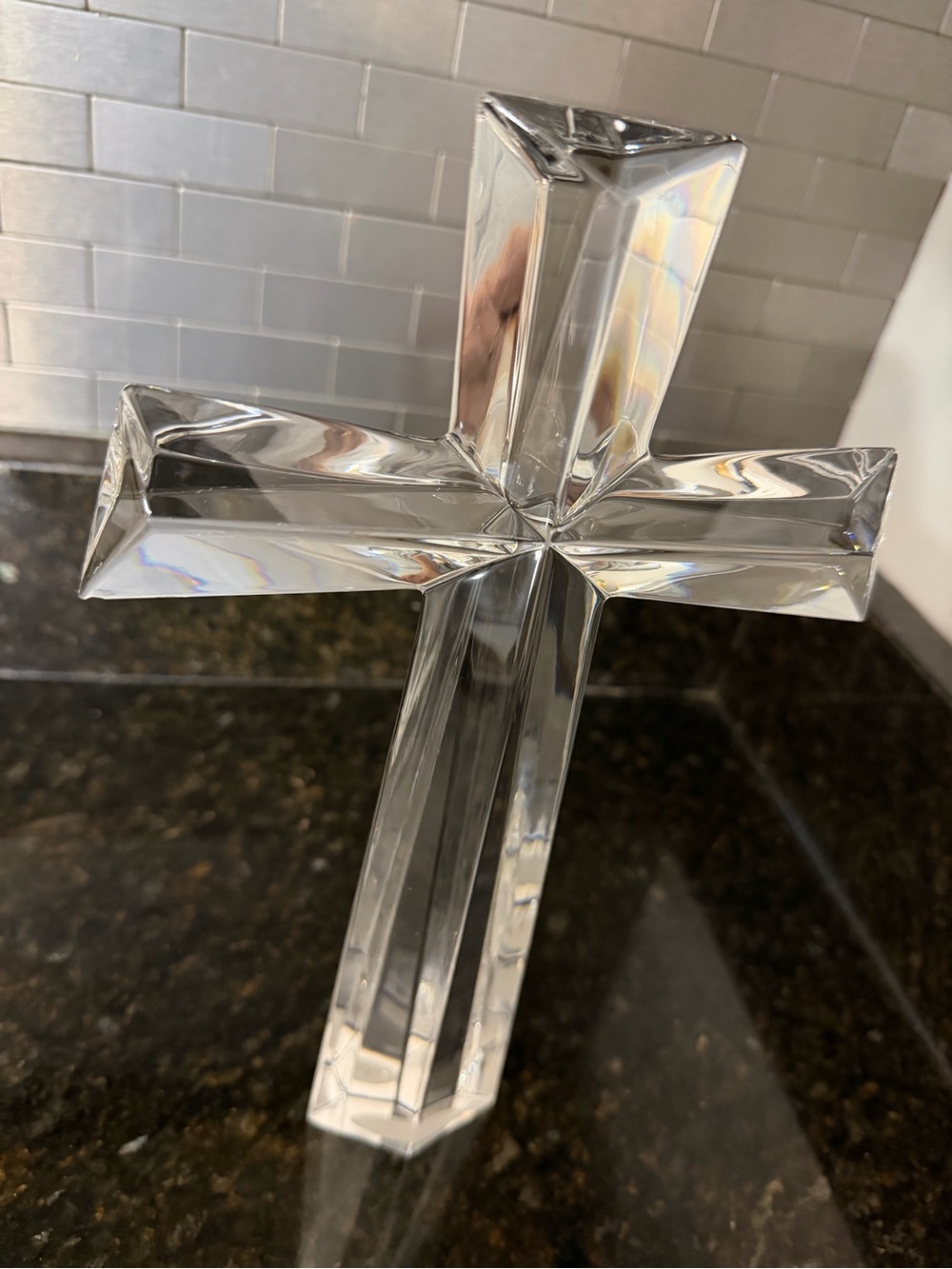 Bohemian 24% Lead Crystal Cross | 11” Made in Czech Republic - Picture 4 of 6